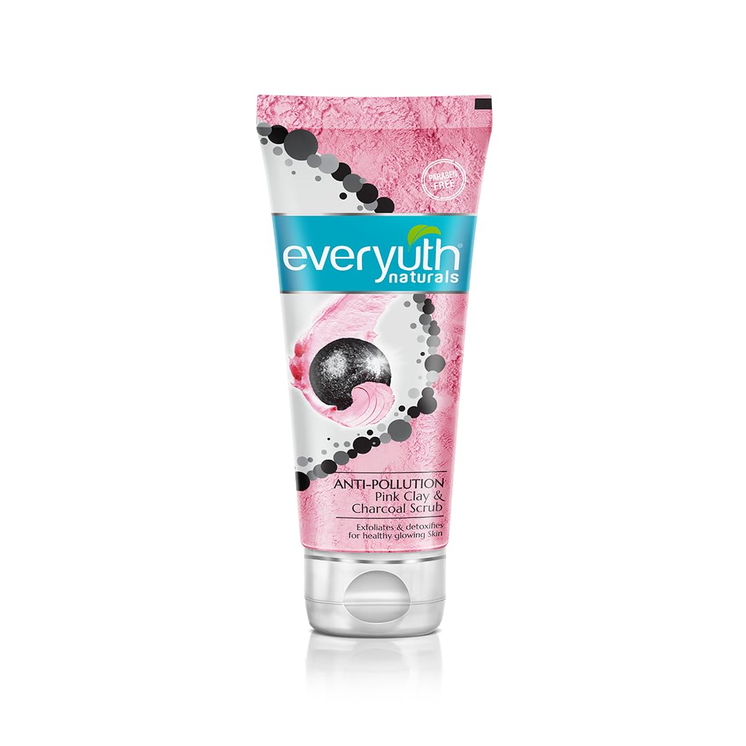 Everyuth Naturals Anti Pollution Pink Clay & Charcoal Scrub, 50g